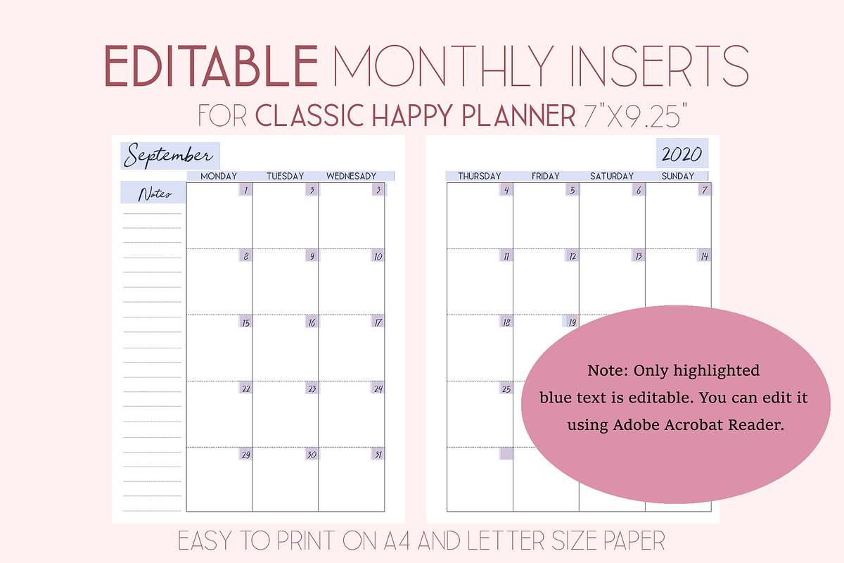 Editable Monthly Planner 7x9, a Stationery Template by EasyLifePlanners (Photo 1 of 2)
