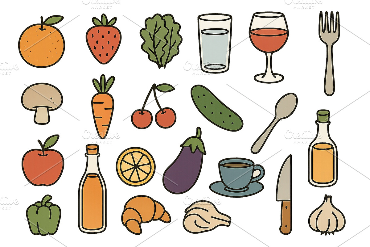Colorful collection of food items, a Food Illustration by ZinetroN