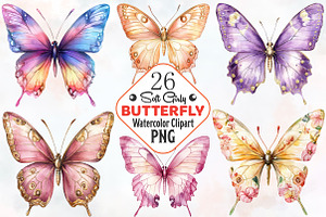 Soft Girly Butterfly Clipart, an Illustration by RobertsArt