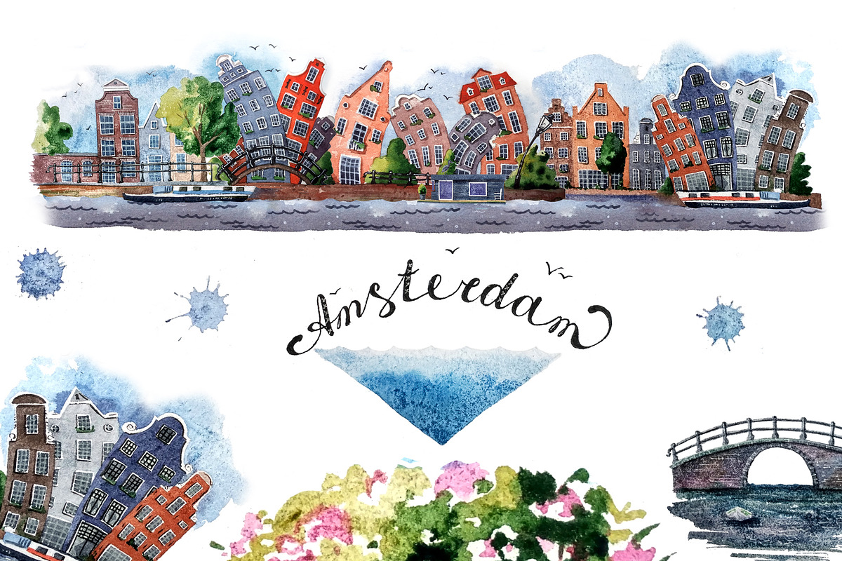 Amsterdam houses and details., an Illustration by fiolika (Photo 1 of 9)