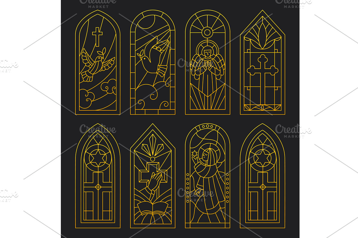 Golden contour patterns of stained, an Illustration by Vectorbuum