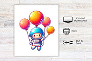 Kawaii Astronaut Clipart Bundle, an Illustration by Canvas Craft (Thumbnail 7 of 7)