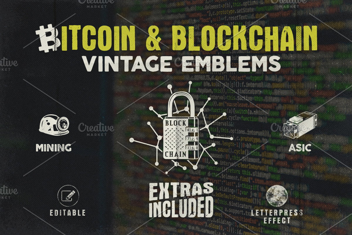 Bitcoin & Blockchain Vintage Emblems, a Branding & Logo Template by ...