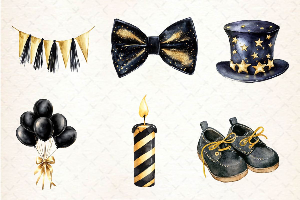 Luxury Black Kids Birthday Clipart, an Illustration by Dream Creation (Photo 3 of 6)