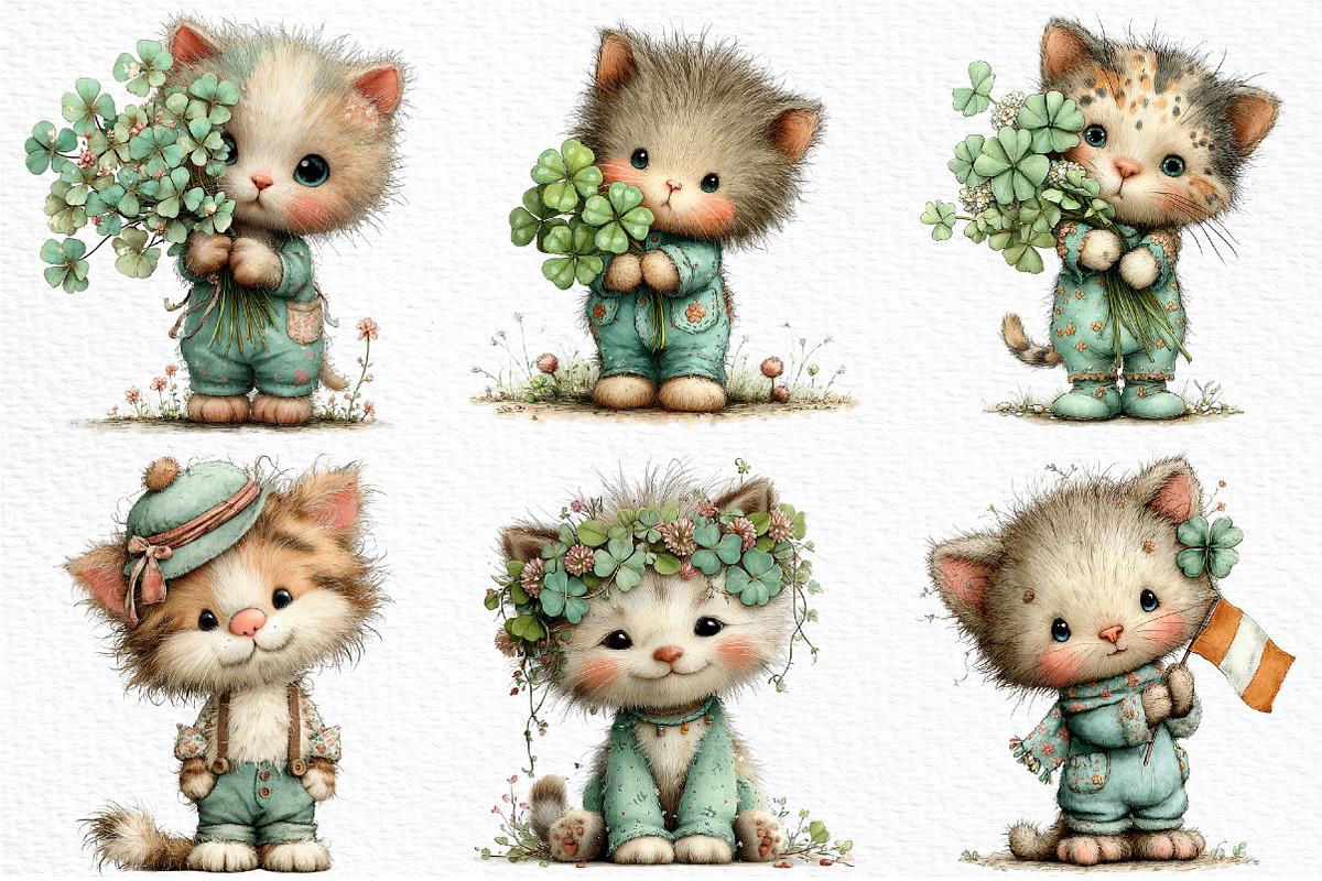 Whimsical St Patrick's Day Cat PNG, an Illustration by Craft Nest (Photo 3 of 11)