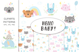 Cute baby animals collection.