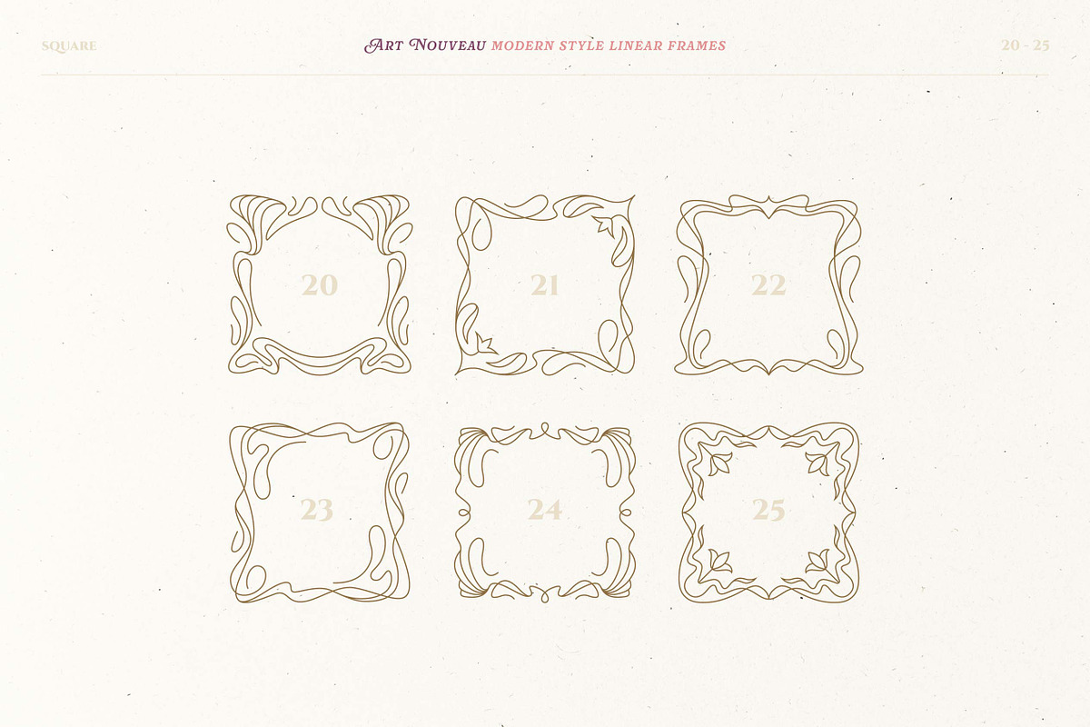 Art Nouveau Modern Linear Frames Set, a Graphic by MaryArt (Photo 5 of 6)