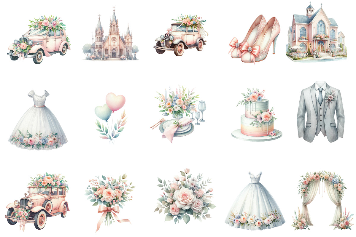 Watercolor Wedding Clipart, an Illustration by Designworld (Photo 2 of 5)