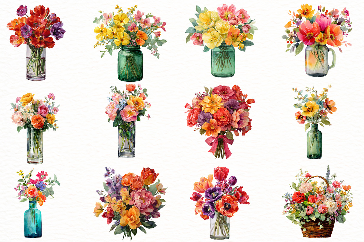 Watercolor Flowers Arrangements, an Illustration by Designworld (Photo 3 of 5)