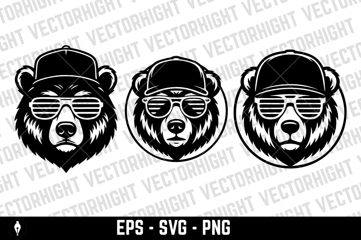 Cool bear mascot head vector, an Animal Illustration by Vectorhight (Photo 3 of 3)
