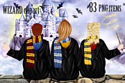 Wizard Clipart,Wizard people,Castle, an Education Illustration by chilipapers (Thumbnail 1 of 5)
