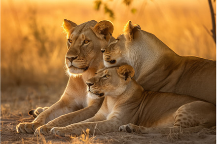 Lioness her cubs. Generate Ai, an Animal Photo by Ylivdesign