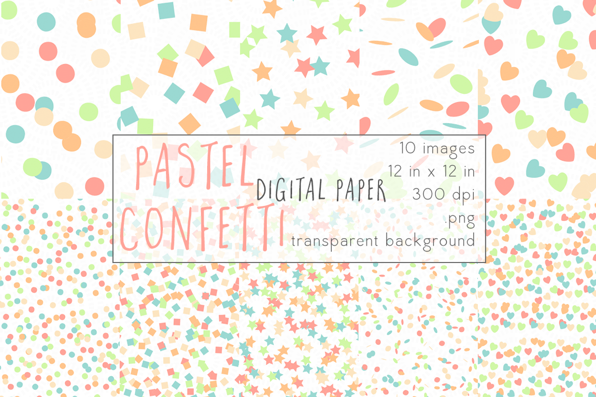Pastel Confetti Digital Paper, a Pattern Graphic by TeaBerry