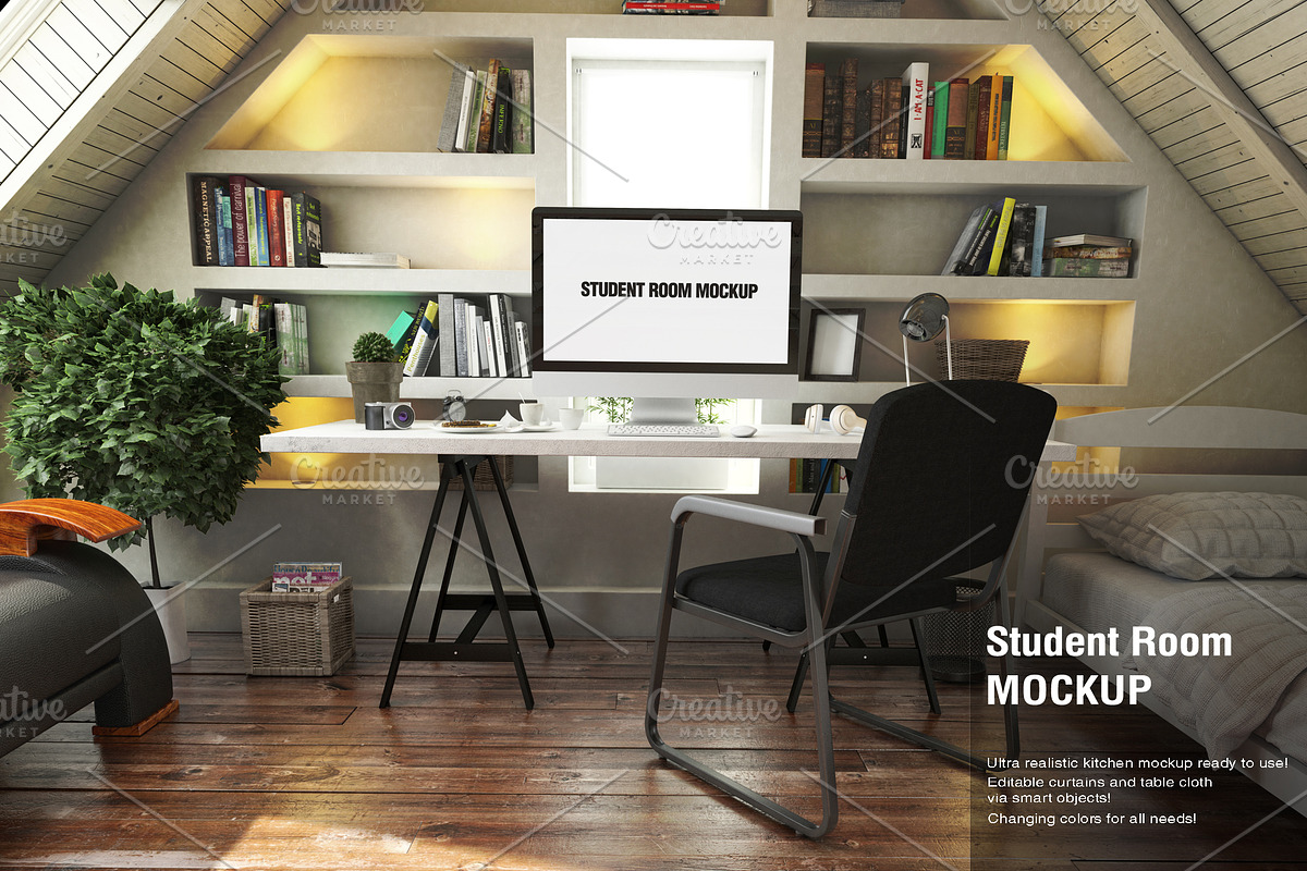 Student Room Mock-Up, a Household Mockup by IsometricWorld (Photo 1 of 7)