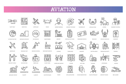 Aviation icons set. Flight transport, an Icon by Tettygreen
