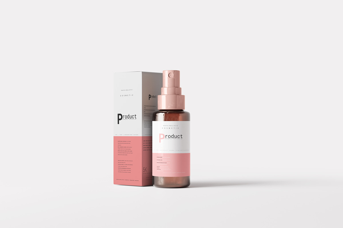 Amber Glass Spray Bottle Mockup, a Cups & Container Mockup by pmvch (Photo 1 of 6)