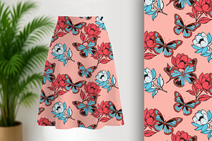 Rose Butterfly Floral Seamless, a Pattern Graphic by Sharon Schwalbe
