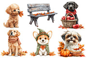 Watercolor Autumn Dog Clipart, an Illustration by Designworld (Thumbnail 3 of 5)