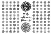 100 Mandalas Vector Set, an Outline Icon by Noree (Thumbnail 1 of 3)