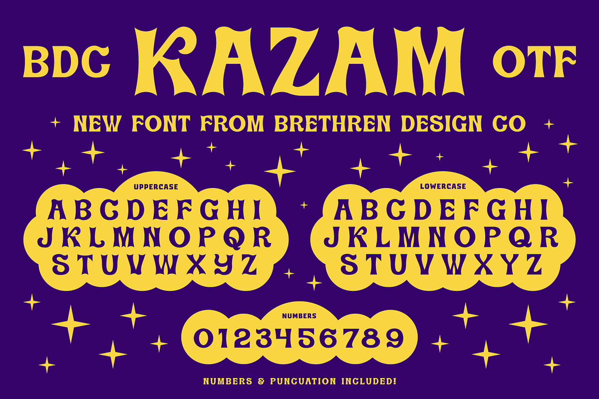 Kazam Display Font, a Font by Brethrendesignco (Photo 1 of 4)