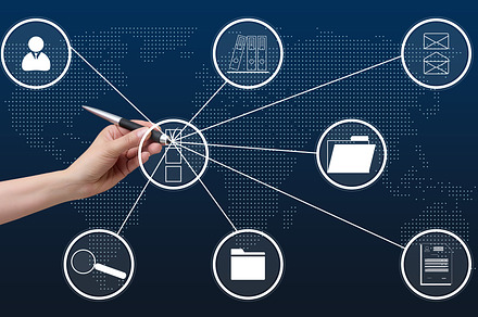 Virtual screen with database, documentation, checklists, archive, a Business Photo by ndanko