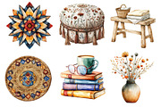 Watercolor Boho Interior Clipart, an Illustration by Dream Creation (Thumbnail 3 of 7)