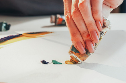 Drawing process artistic equipment woman hands, an Arts & Entertainment Photo by Photo Drive Studio