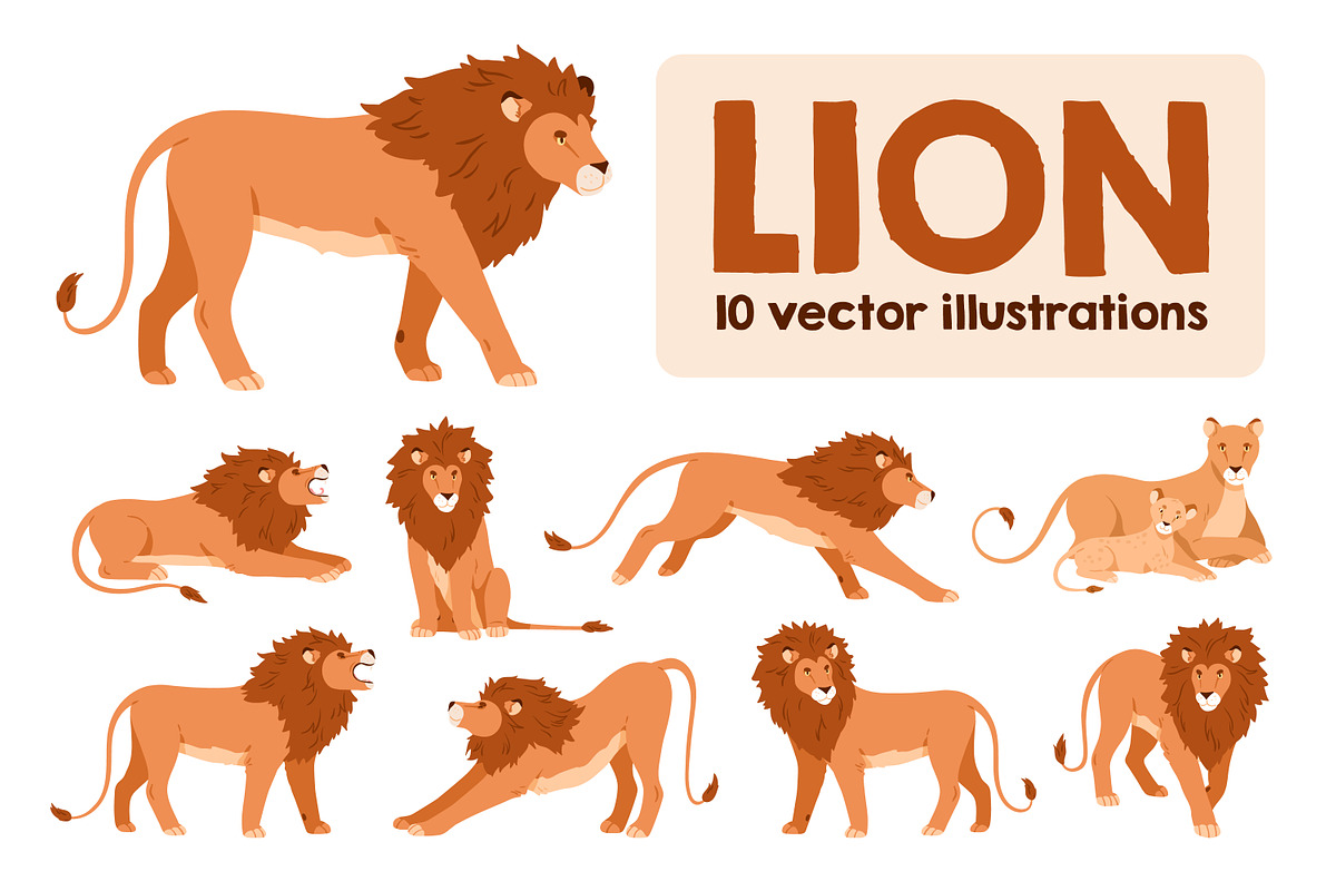 Cartoon lion from African jungle set, an Animal Illustration by Good Studio (Photo 1 of 10)