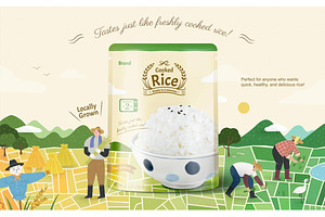 Microwavable Cooked White Rice Ad