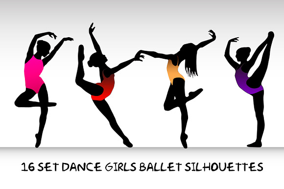 16 Set Dance Girls Ballet Vector