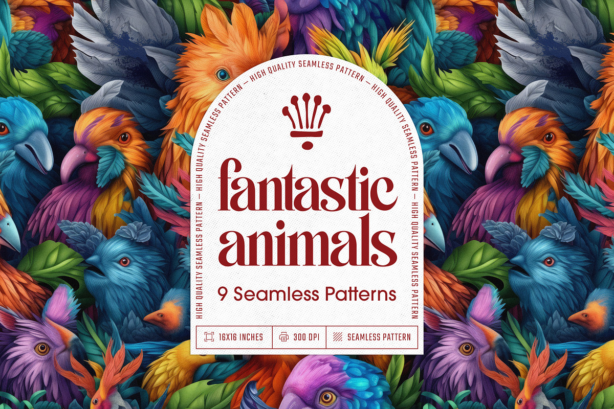 Fantastic Animals Seamless Patterns, a Pattern Graphic by PrintyleStudio (Photo 1 of 6)