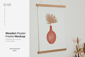 Wooden Poster Frame Mockup