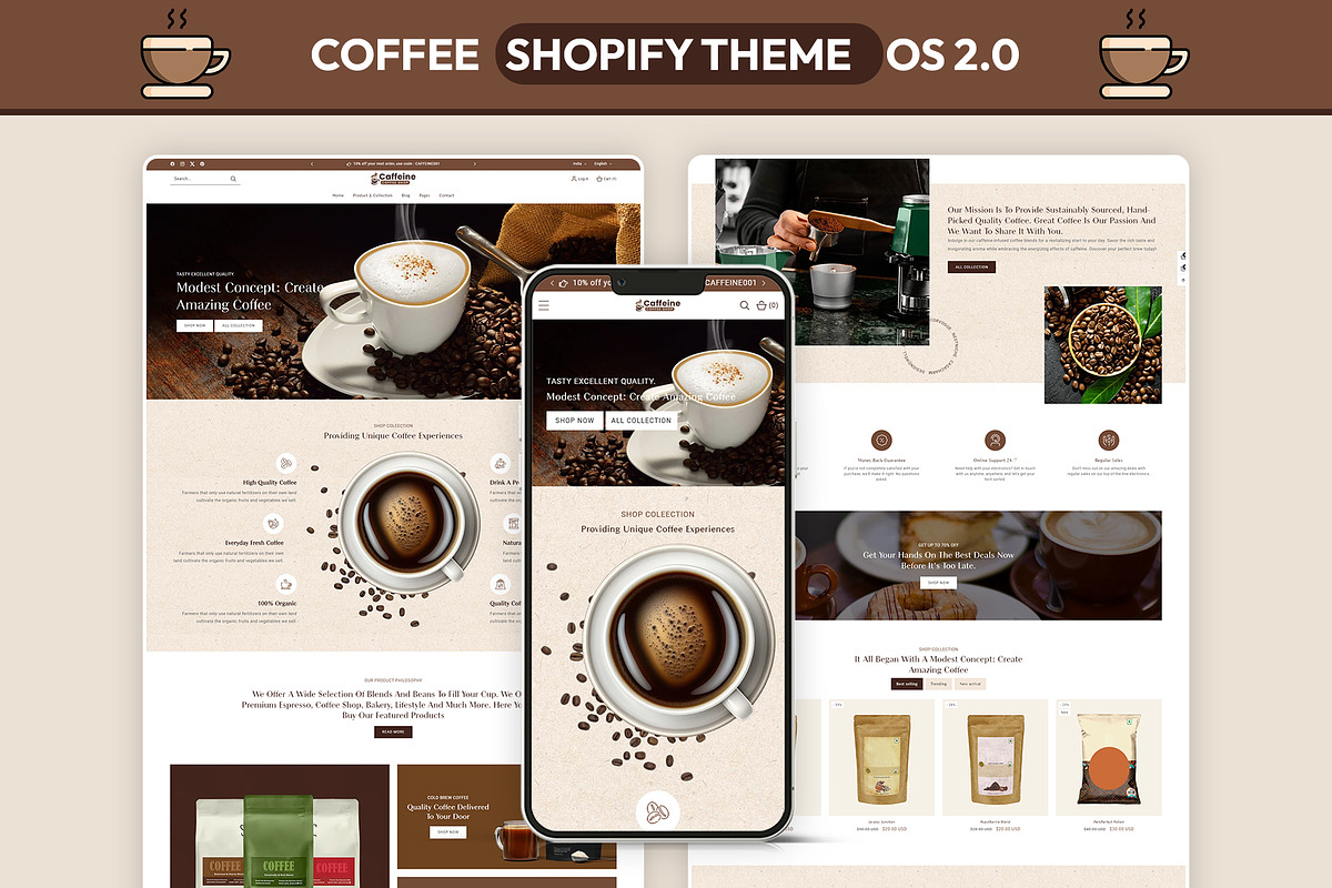 Coffee Cafe Store Shopify Theme, a Shopify Template by LogicGo Shopify Experts (Photo 1 of 8)
