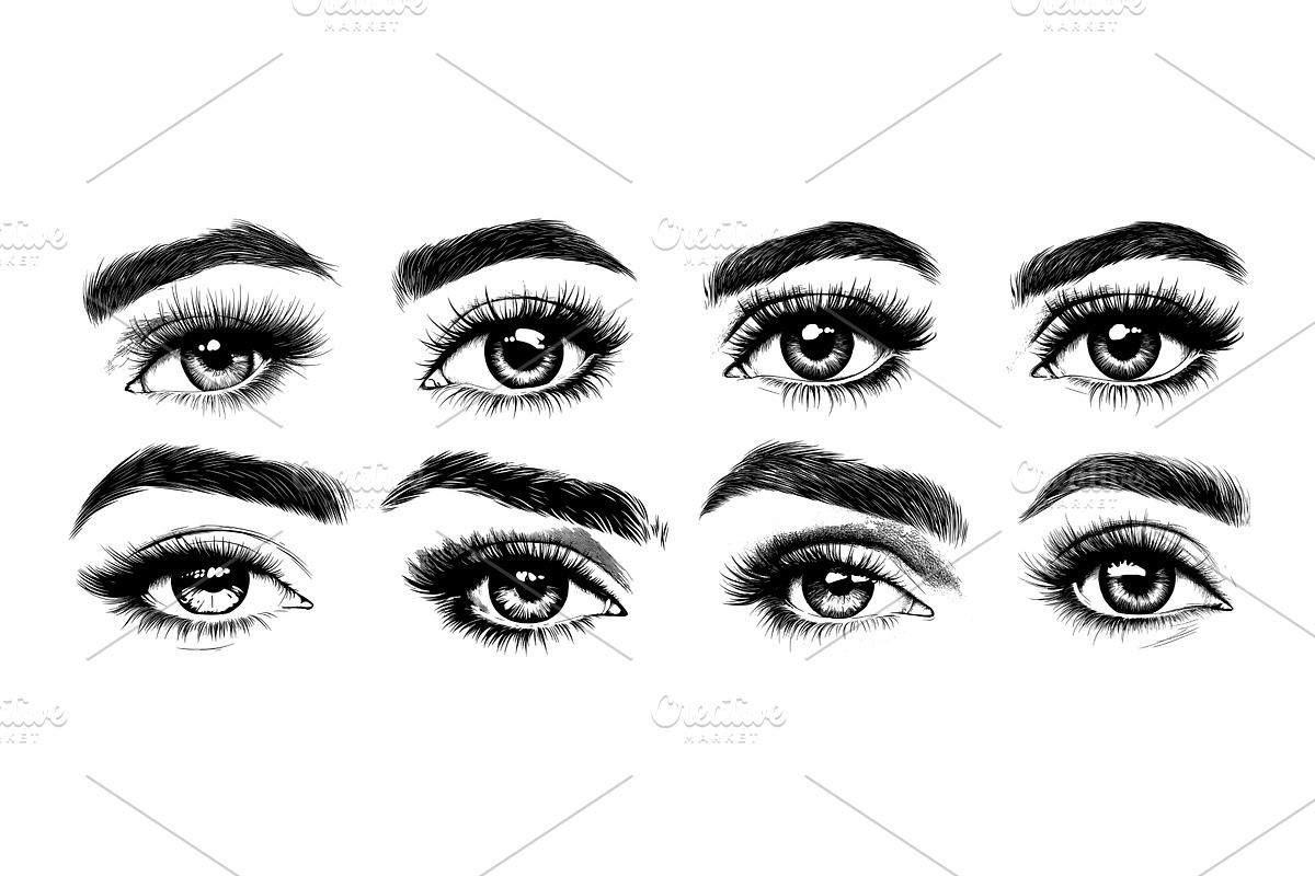 Expressive female eye black ink, an Object Illustration by Onyx