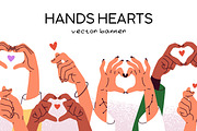 Hands showing hearts, charity banner, a Person Illustration by Good Studio (Thumbnail 1 of 3)
