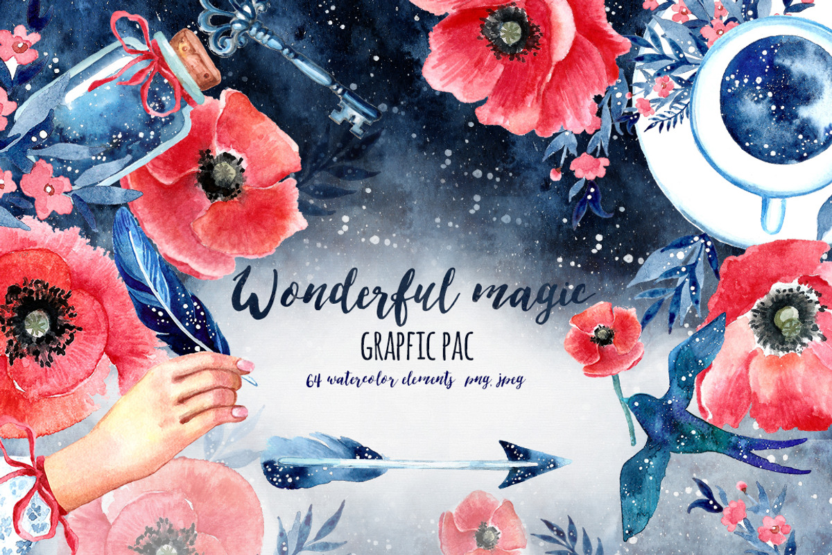 Wonderful set of watercolor grapfics, a Decorative Illustration by DigitalDream (Photo 1 of 6)