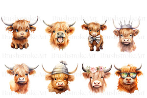 Watercolor Cow Clipart, Cow Cub PNG