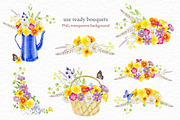 Wild flowers watercolor set, a Background Graphic by Elegantia (Thumbnail 9 of 15)