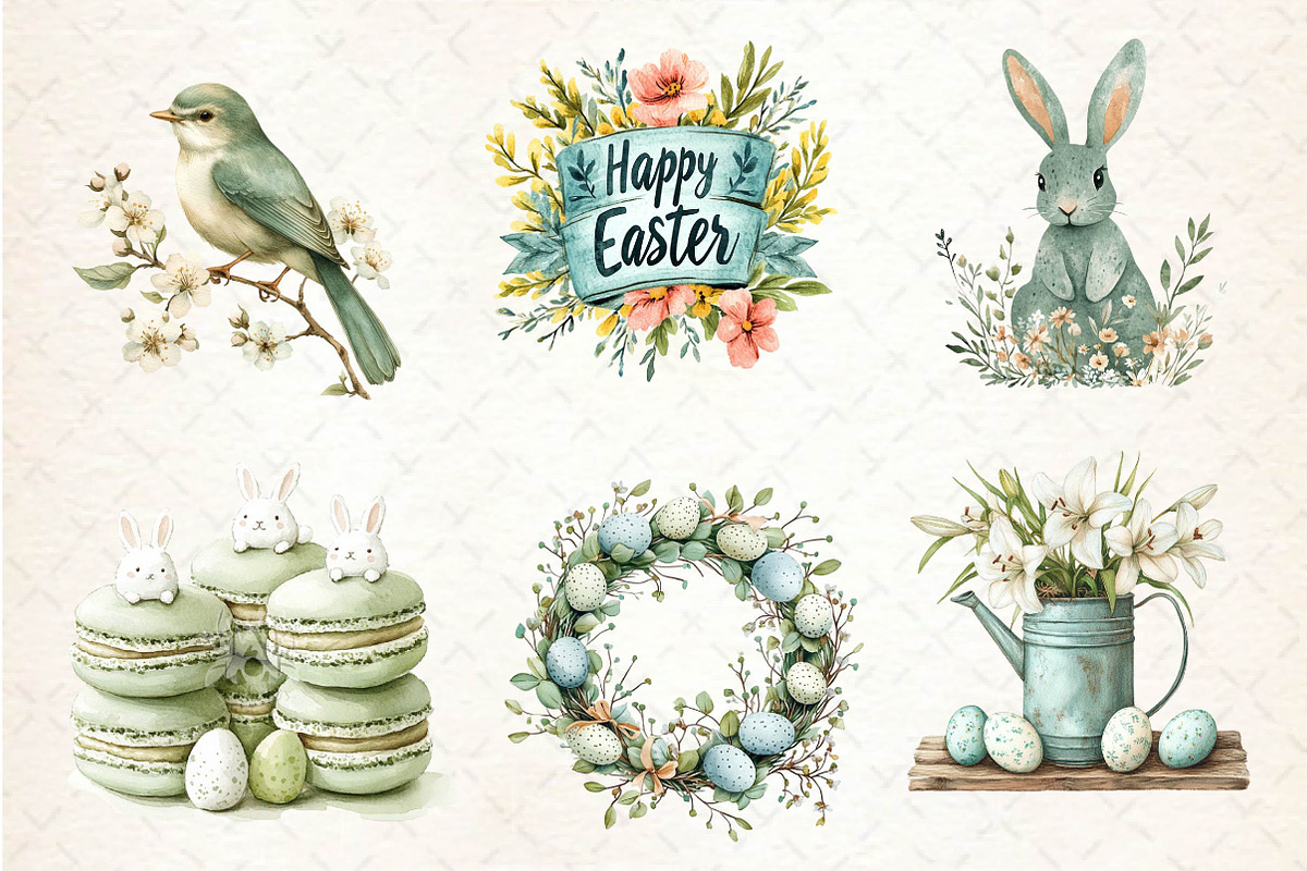 Sage Green Easter Clipart, an Illustration by Dream Creation (Photo 4 of 6)