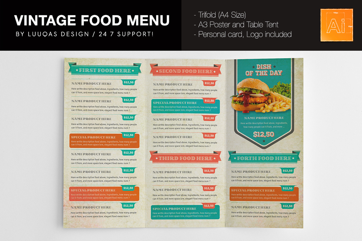 Food Menus Bundle 9, a Brochure Template by Luuqas Design (Photo 3 of 5)