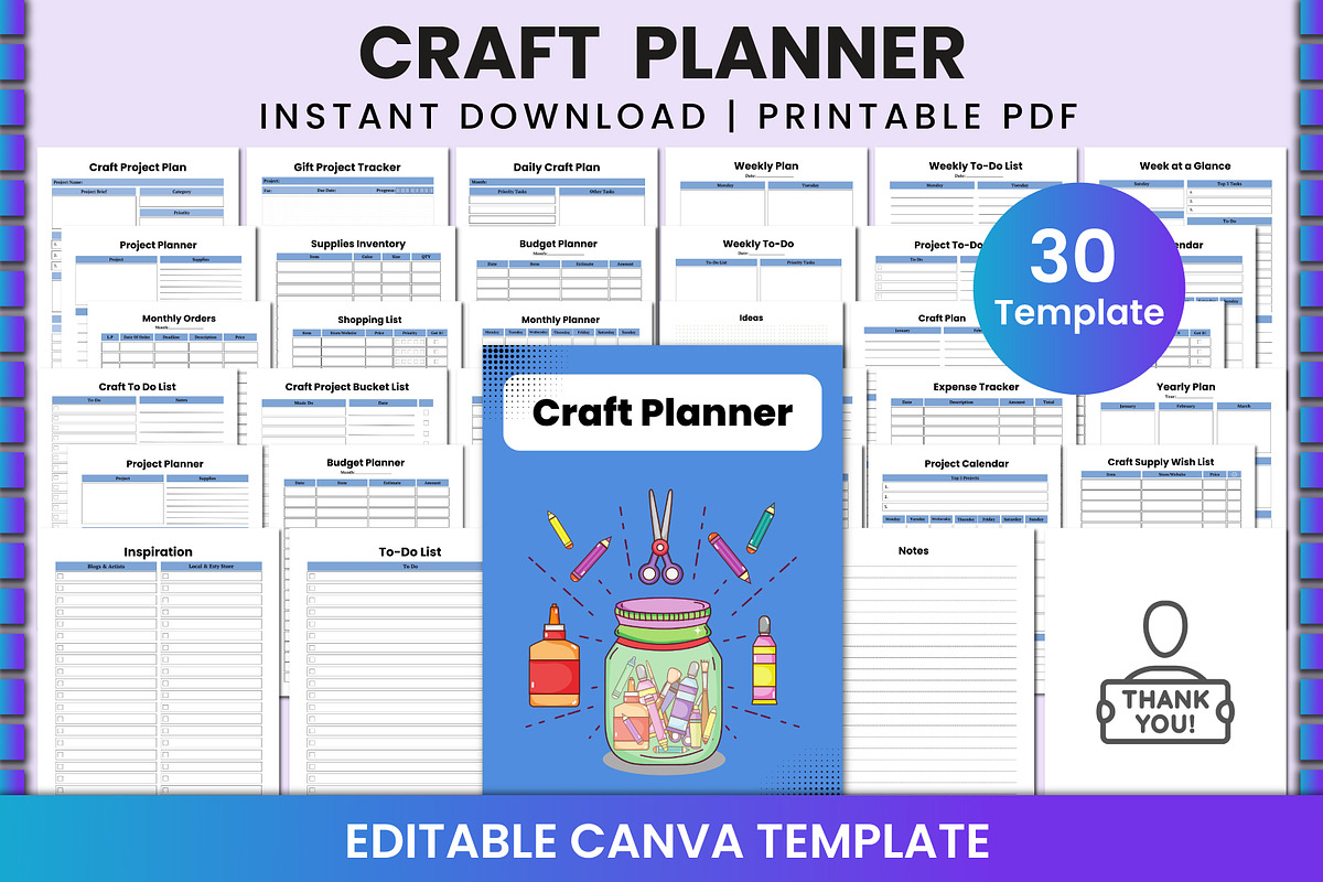 Craft Planner For Canva KDP, a Stationery Template by Shumaya (Photo 1 of 5)