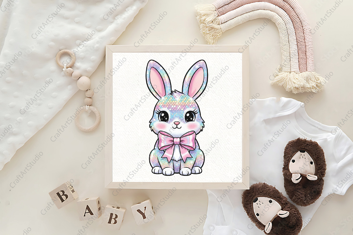 Sparkly Dazzle Coquette Easter Bunny, an Illustration by CraftArtStudio (Photo 4 of 4)