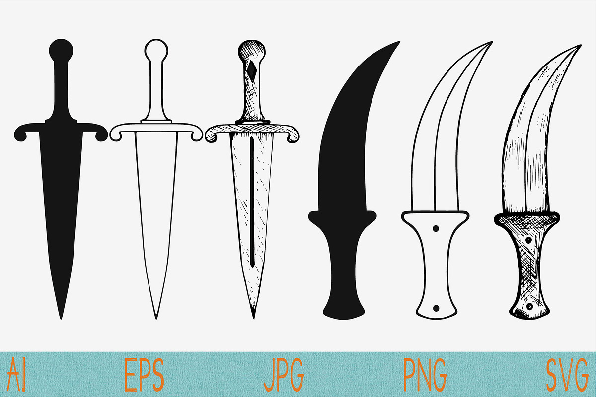 dagger, set vector svg png eps, an Object Graphic by FileVectorSVG