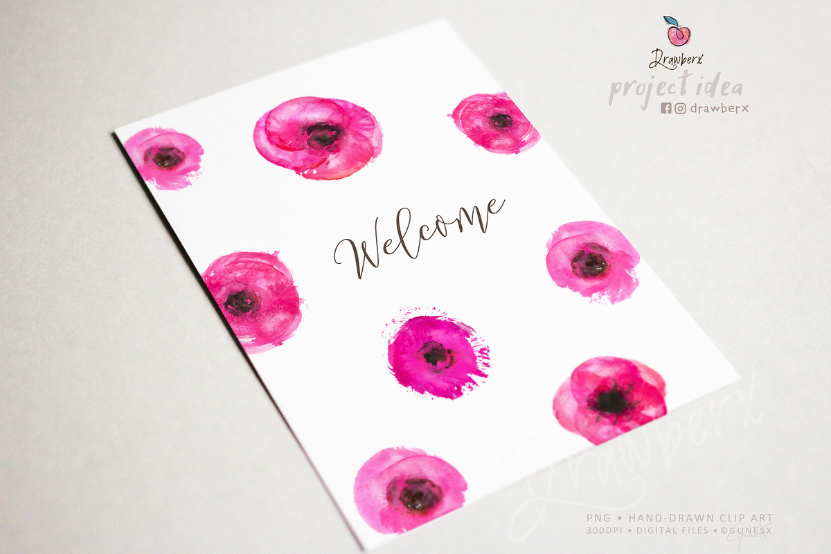 Glitter Flower png Watercolor 070, an Illustration by Drawberx (Photo 5 of 7)