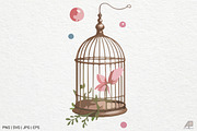 Vintage Floral Birdcage Bundle, an Illustration by Actual Pixel (Thumbnail 11 of 12)