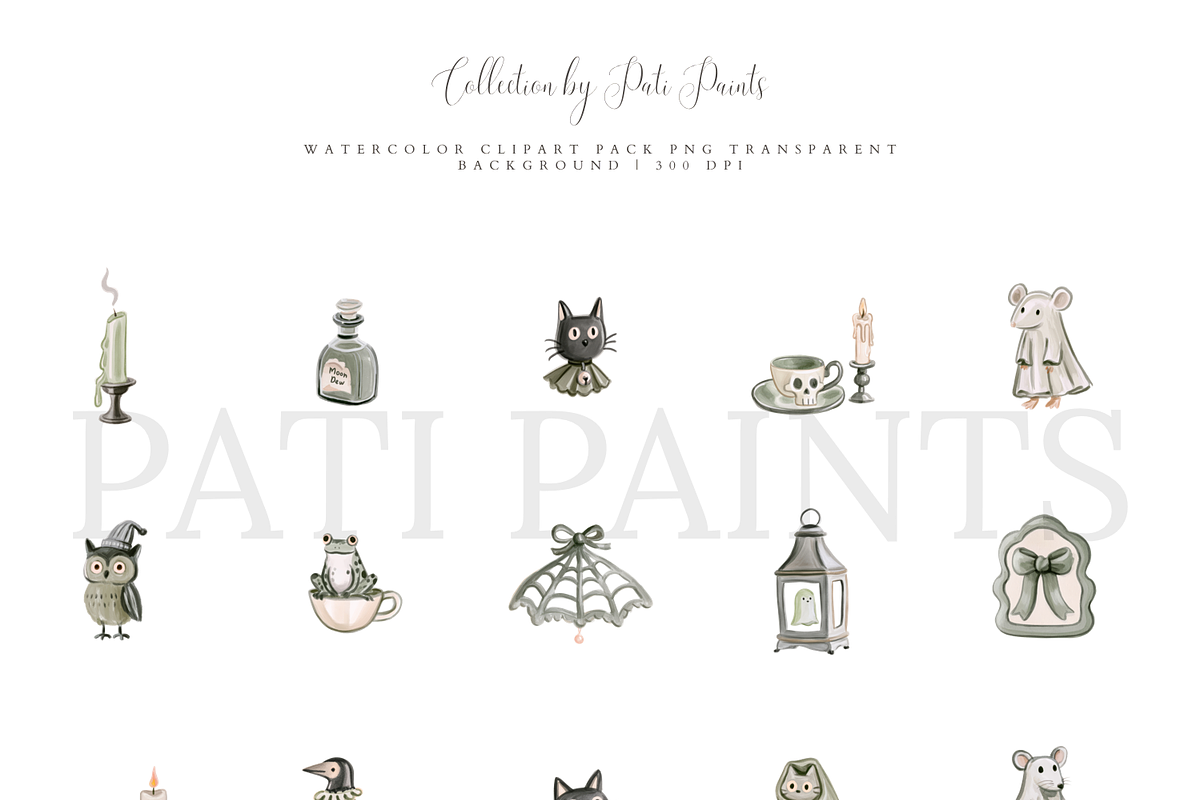 Watercolor Halloween Clipart Set, a Seasonal Illustration by Pati Paints (Photo 10 of 10)