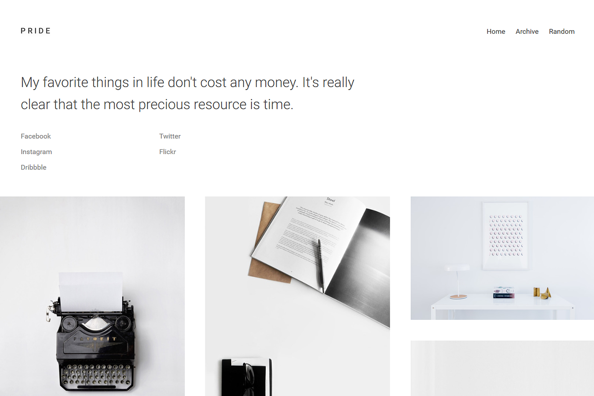 Pride: Minimal Tumblr Theme, a Websites & App Template by Lunar Designs (Photo 1 of 4)