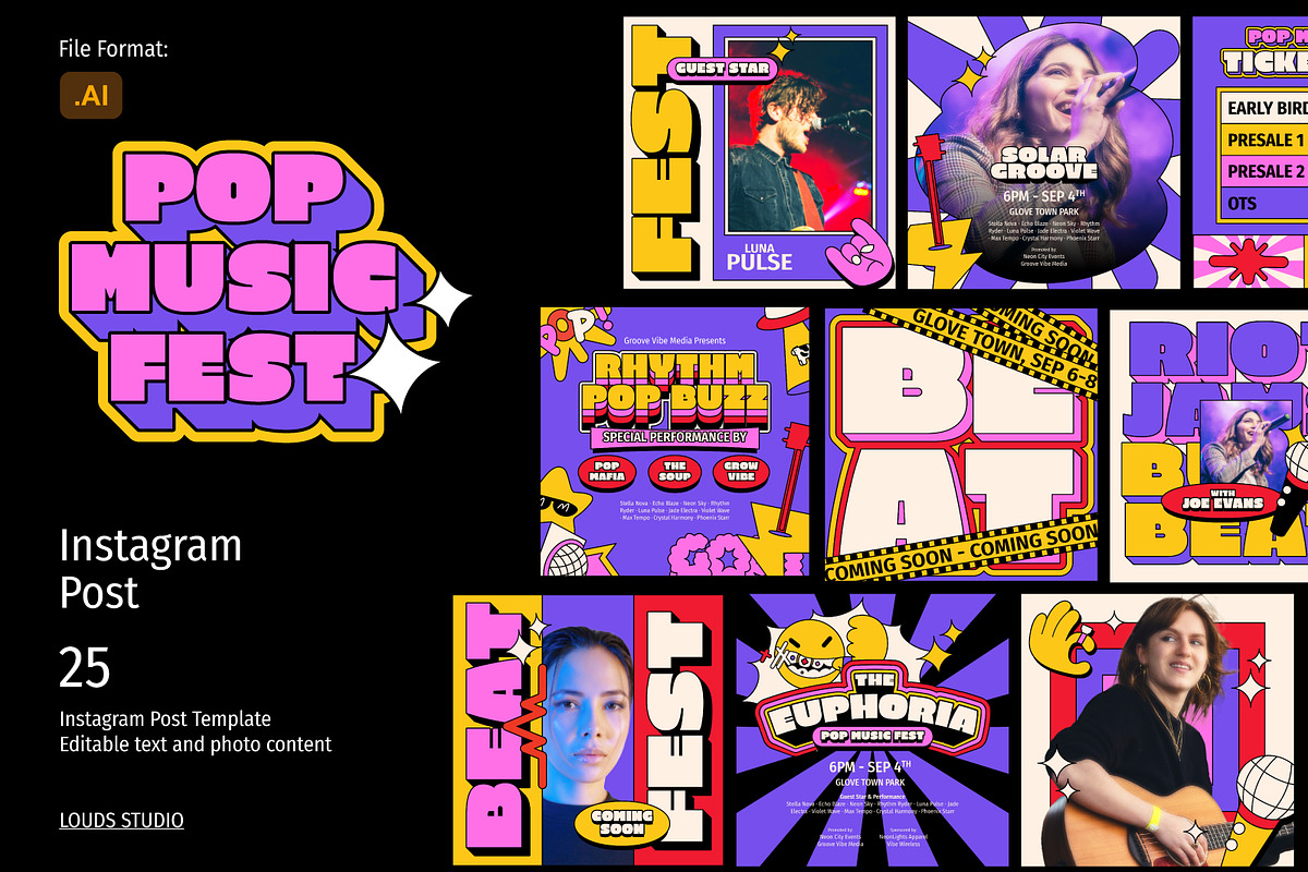 Pop Music Event Festival Instagram, a Social Media Template by Louds Studio (Photo 1 of 4)