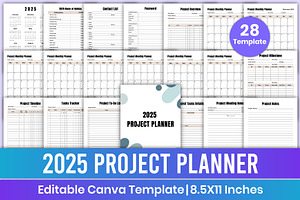 2025 Project Planner Canva Template, a Stationery Template by Mustafiz