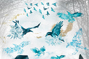 Watercolor Raven Clipart Set, an Animal Illustration by ArtCreationsDesign (Thumbnail 5 of 7)